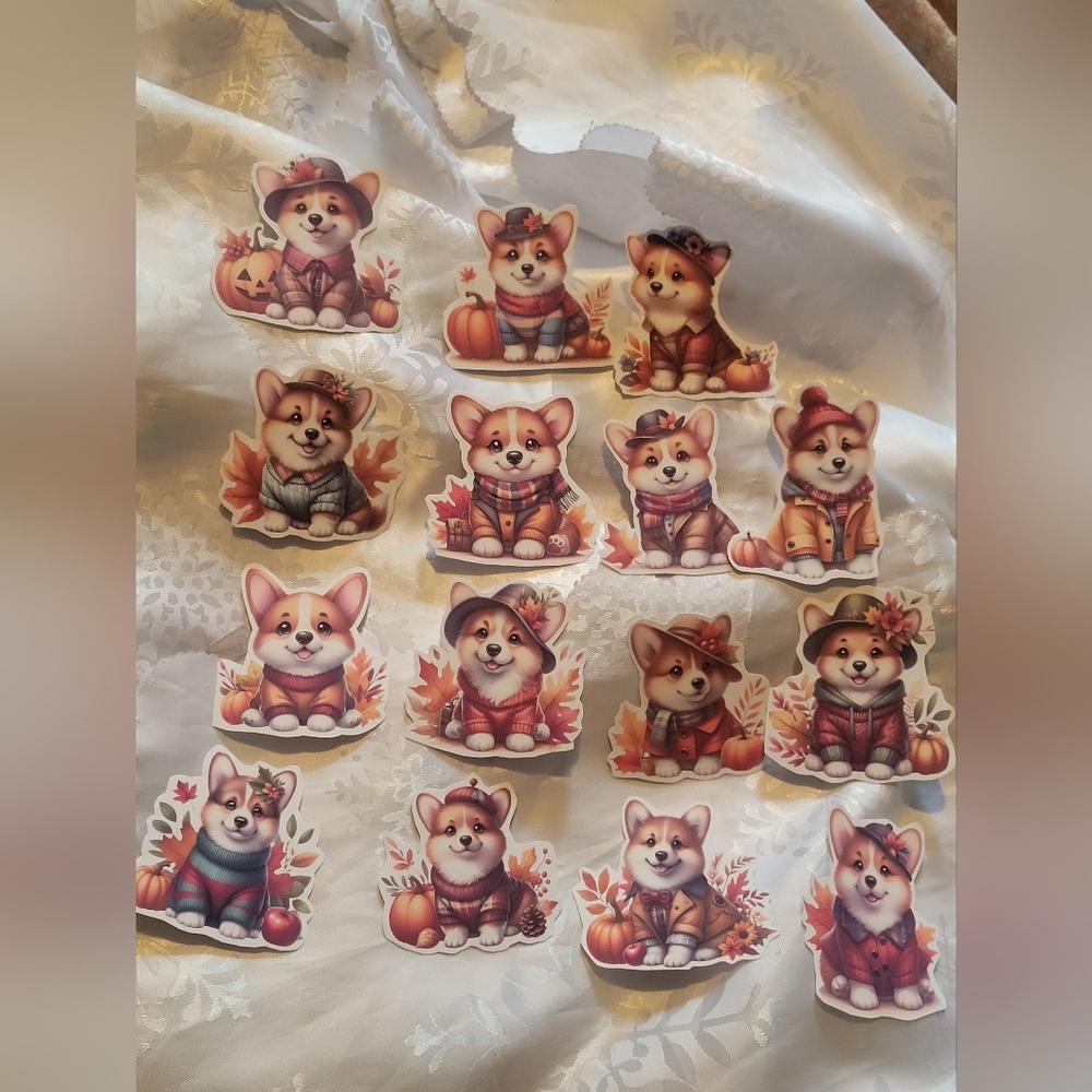 🌲BUY 1 GET 1 FREE 🌲 Cute Corgi Fall Stickers